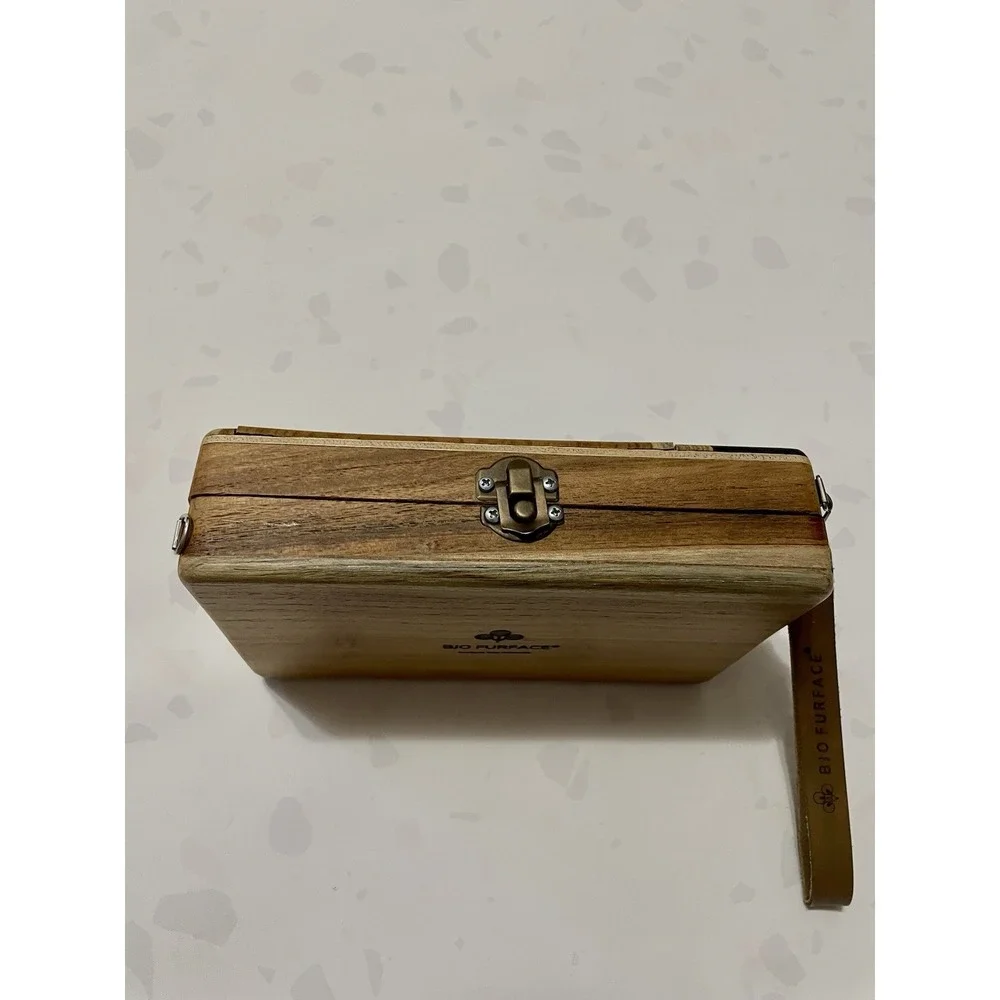Biofurface $250 Teak Wood Side Handle Bag with Epoxy Resin Eco Friendly Art Fall